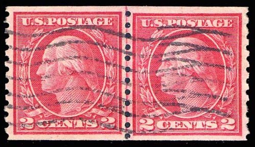 US #455 — Used Joint Linel Pair with PSE Certificate - Picture 1 of 2