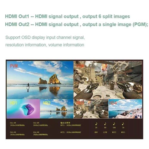 4K 4 HDMI Video Switcher Multi Camera Live Streaming Production Recorder - Photo 8/15