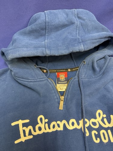 Vintage Reebok NFL Gridiron Classics Indianapolis Colts Hoodie L Blue Half Zip - Picture 2 of 14