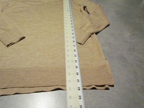 Ann Taylor Sweater Womens Large Merino Wool Tan tunic V Neck - Picture 2 of 5
