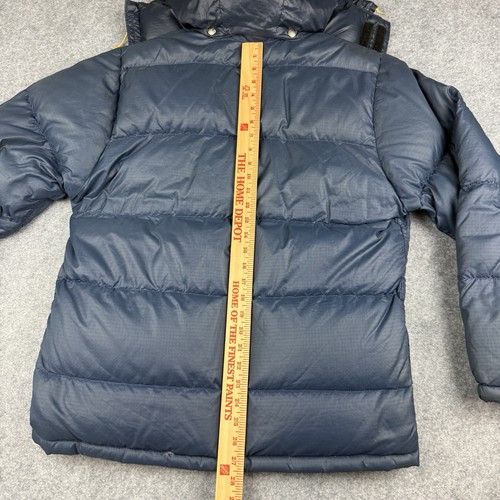 Chaqueta North Face Down Vintage Mediana Azul Marrón Etiqueta Puffer EE. UU. Expedición Años 70 - Imagen 21 de 23