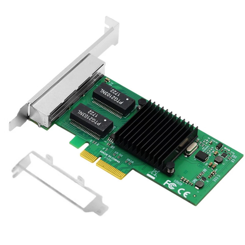 4 RJ45 Port PCI-E Gigabit Ethernet Card Adapter Accessories Low Profile Bracket - Image 3 of 4