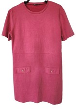 ZARA Women's Pink Short Sleeve Round Neck Button Detail Retro Dress Size M