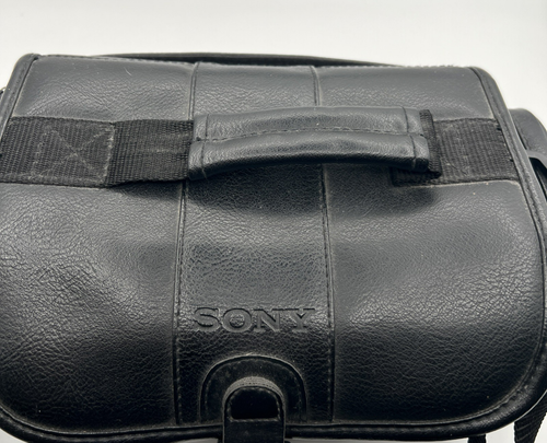 Sony Vintage Black Faux Leather Camcorder Camera Bag with Adjustable Strap13x8x6 - Picture 3 of 18