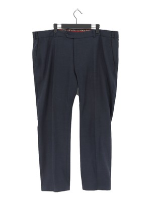 Meyer Men's Suit Trousers W 44 in Blue Wool with Elastane, Polyester Dress Pants