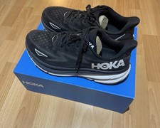 Hoka One One Clifton 9 Running Shoes Black/White, UK Size 11 Wide