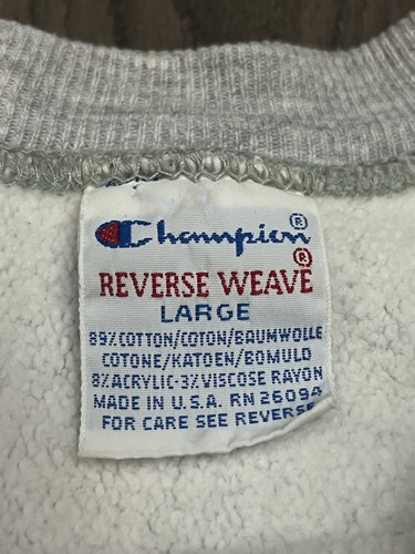 Vintage Champion Reverse Weave Crew Neck Sweatshirt Gray Large Logo Made USA - Picture 9 of 11