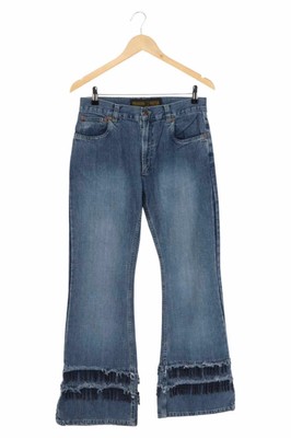 FREEMAN T. PORTER Damen Jeans Bootcut W31 Blau Casual Vintage Fransen