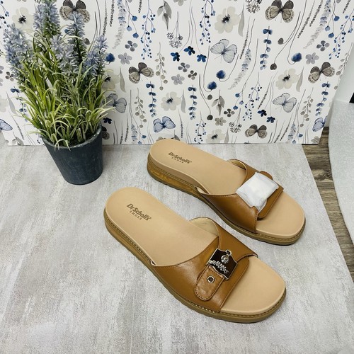 Sandalias Dr. Scholl’s Island Icon Slide para mujer de 9 W de ancho cuero tostado miel cómodas - Imagen 2 de 10
