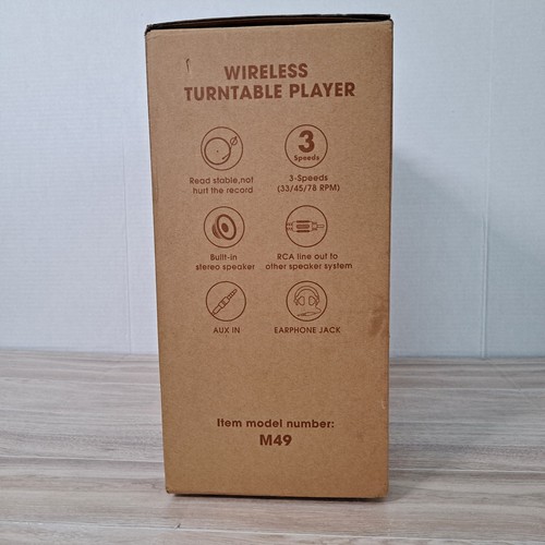 M49 Wireless Turntable Bluetooth 3-Speed Portable Vinyl Record Player Retro New - Picture 14 of 19