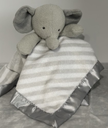CLOUD ISLAND grau gestreifter Elefant Plüsch mit Satin Baby Sicherheitsdecke Lovey
