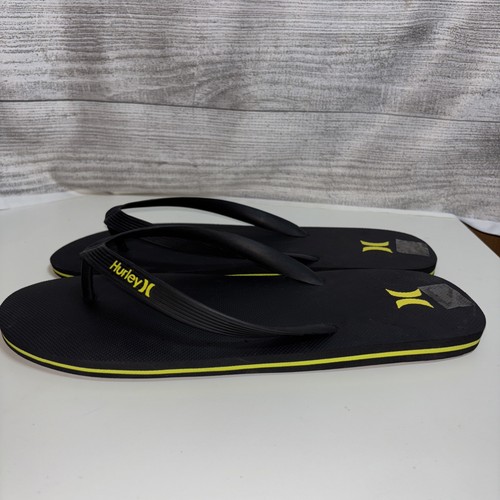 HURLEY sandali infradito uomo 13-14 infradito perizoma nero giallo logo - Foto 4 di 11