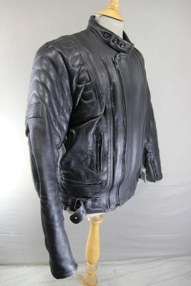 AKITO MERMERCURY PLUS КЛАССИЧЕСКАЯ ЧЕРНАЯ КОЖАНАЯ БАЙКЕРСКАЯ КУРТКА С ЗАЩИТОЙ СПИНЫ 42-44» - Изображение 2 из 4
