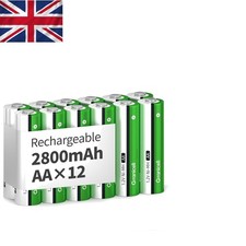 Eco-Friendly 12 Pack AA Rechargeable Batteries - 2800mAh & Pre-Charged 2.27 per battery