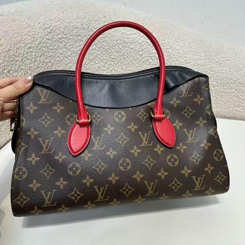 Louis Vuitton Tuileries Monogram Canvas Handbag with Red Leather Handles - Picture 3 of 13