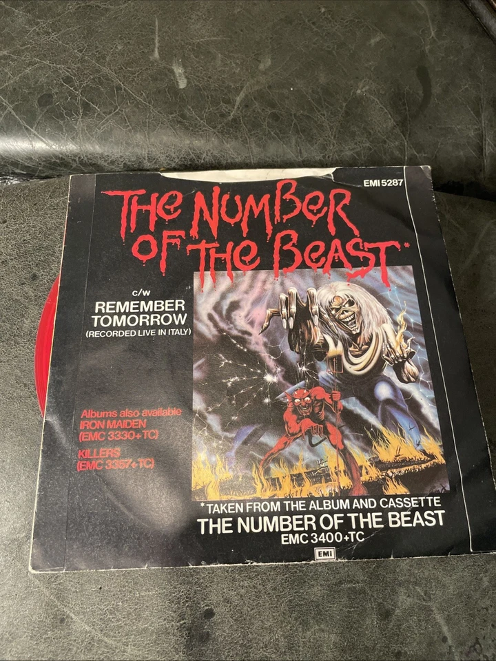 Iron Maiden-the Number of the Beast 7" Red Pic Cover Vinyl Record disc-limited - Image 4 of 4