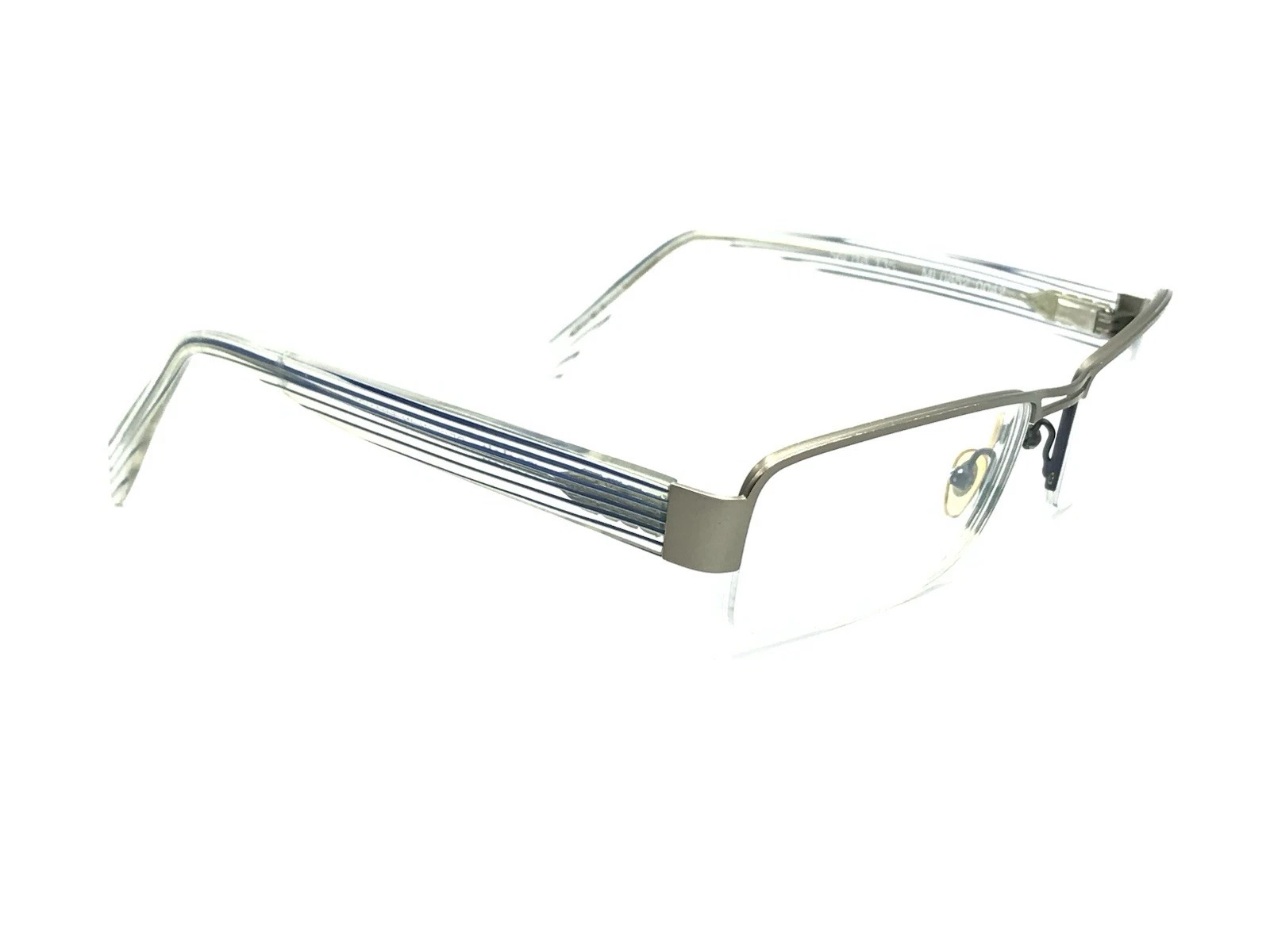 Alain Mikli ML 0852 0042 Clear Blue Gunmetal Half Rimless Eyeglasses 56 18 135