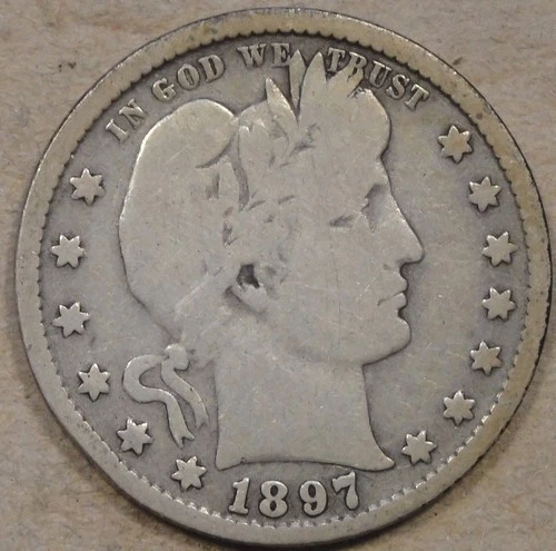 1897-S Barber Quarter 25c VG as Pictured L3-1