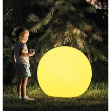 20-in LED Glowing Ball Light, Large Rechargeable LED Globe Orb Light w/Remote...