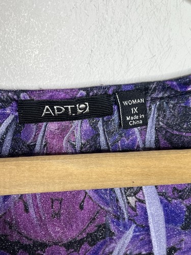 APT.9 Camicia donna 1X viola nero velluto tunica top strega stravagante celeste - Foto 9 di 9