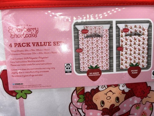 Strawberry Shortcake Twin Bedding Sheet Value Set Of 4 Brand New! - Picture 11 of 11