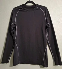 Telaleo Men's Black Shirt Stretch Lightweight Athletic Pull-on Long-Sleeve SZ L 