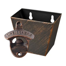 Rustic Beer Bottle Opener with Cap Catcher Wall Mounted Soda Top Opener and C...