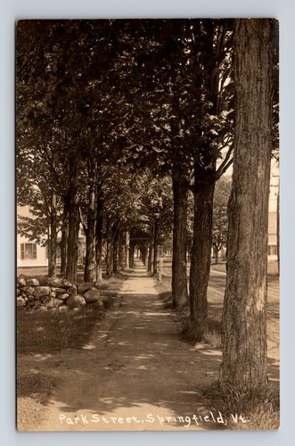 c1919 RPPC Park Street Bürgersteig Springfield Vermont VT Echtfoto Postkarte
