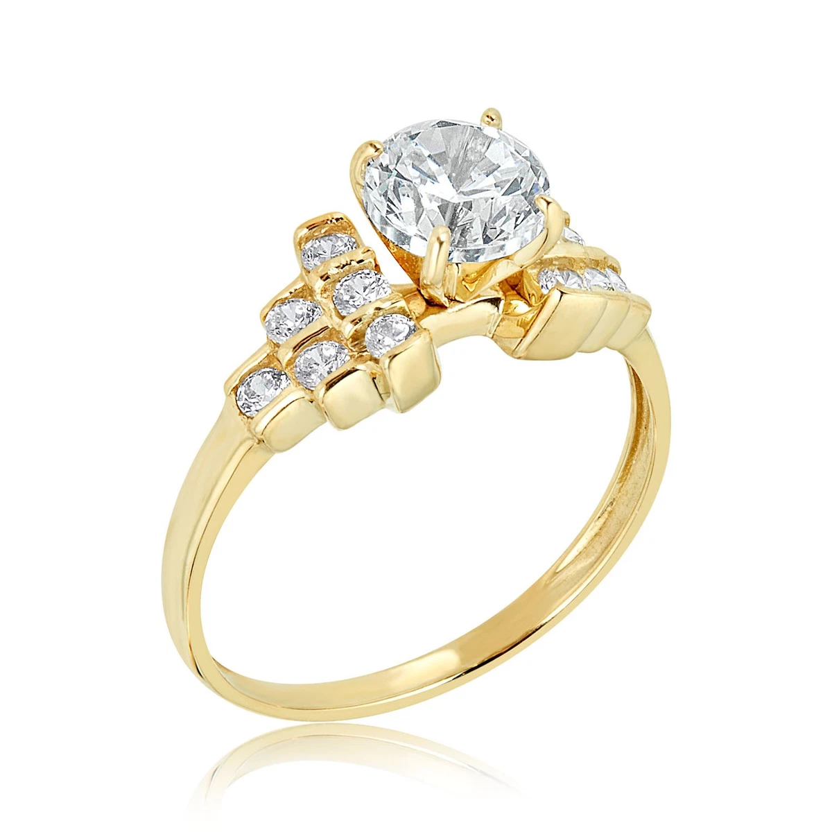 Cubic Zirconia Yellow Gold 10k Engagement & Wedding Jewelry for