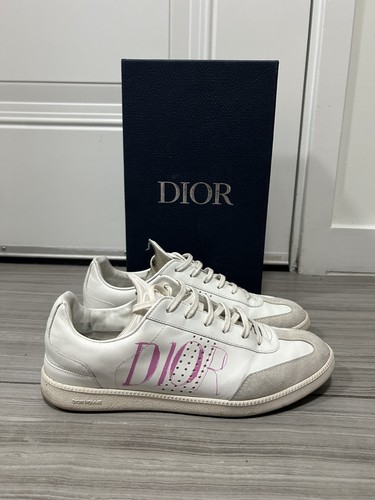 authentic Dior Men’s Sneakers – Size 42 – White & Gray with Pink Logo – Narrow - Picture 6 of 12