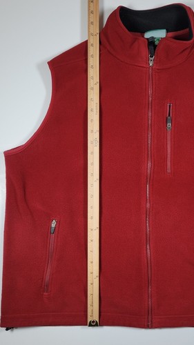 LL Bean Vest Mens Size XXL Red Sweater Fleece Full Zip Outdoors Camping Fishing  - Picture 3 of 7