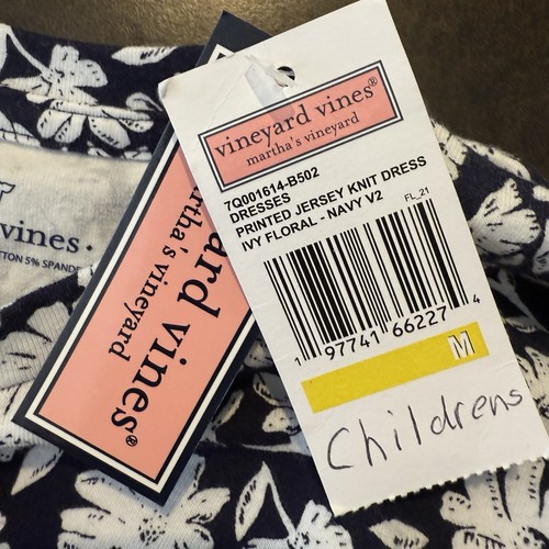 Vineyard Vines Girls' Everyday Jeysey Dress Ivory Navy Floral Printed Medium NWT - Picture 5 of 6