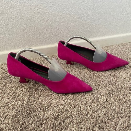 Sarto Diva Low Heel Pump Kitten Heels Pink Suede Dress Shoes Women's 5.5M NWOT - Picture 3 of 13