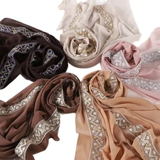 Sequin Chiffon Wrap Long Scarf Women Muslim Head Cover Shawls Headscarf Stoles