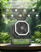 Ventilatore da Tavolo Portatile 20000mAh Silenzioso USB LED Campeggio Tenda