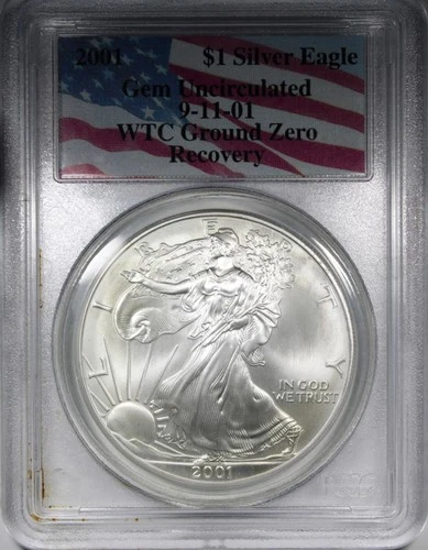 2001 World Trade Center American Silver Eagle PCGS Gem BU WTC Recovery