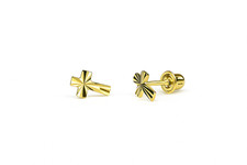 14K Yellow Gold Beautiful Cross Earrings for Women