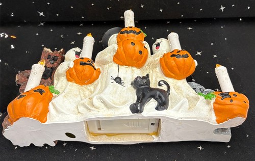 Vintage Halloween Geist Display mit flackernden Kerzen Harz China 12" breit 1990er - Bild 5 von 10