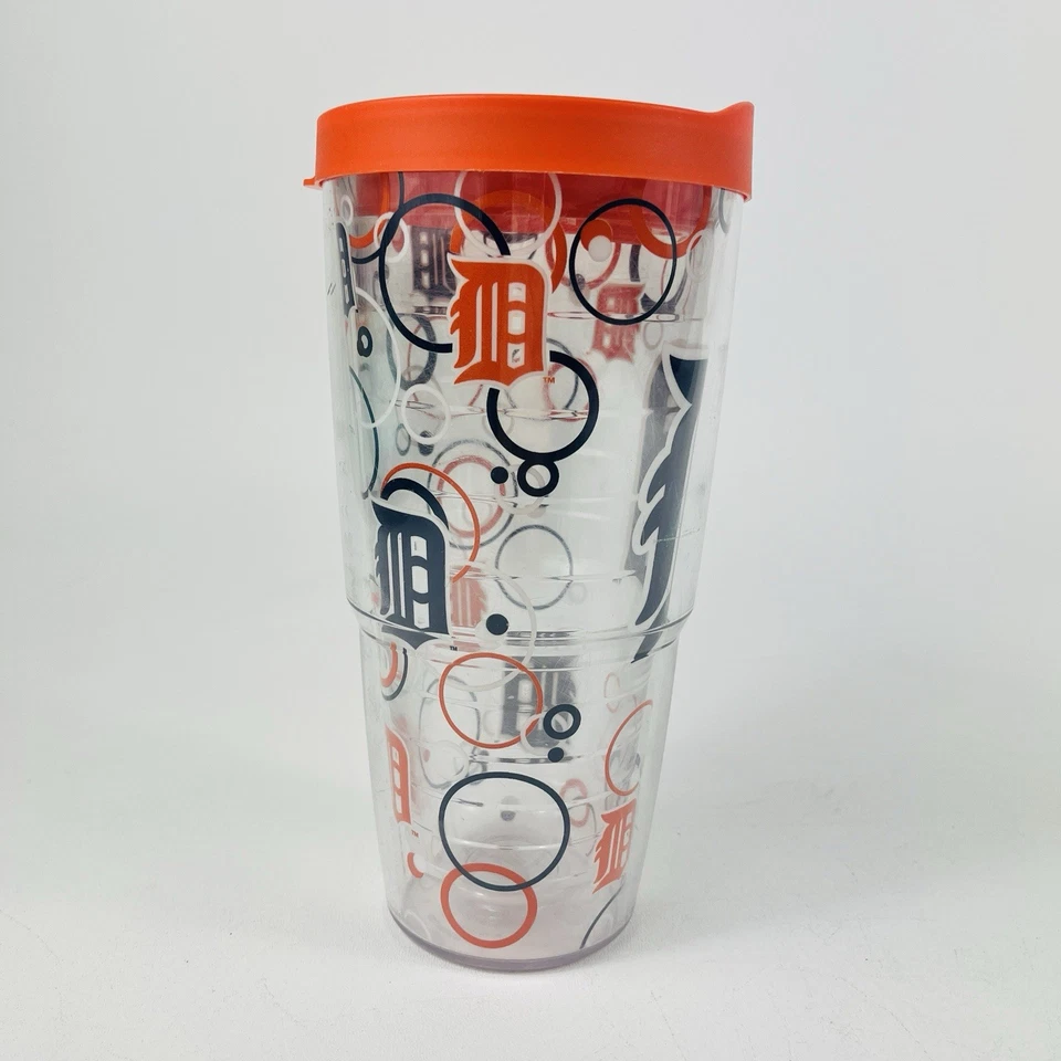 Стакан Detroit Tigers Tervis пластиковый с изоляцией 24 унции с крышкой синий оранжевый подарок - Изображение 4 из 4