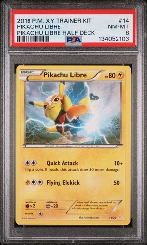 2016 POKEMON XY TRAINER KIT PIKACHU LIBRE HALF DECK #14 PIKACHU LIBRE PSA 8