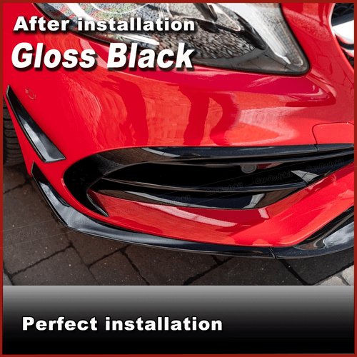 Für Mercedes W176 A45 AMG Glanz Schwarz Frontlippe Splitter Flossen Flap Canards - Bild 5 von 12