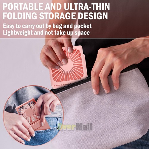 Portable Mini Hand-held Small Folding Desk Fan Cooler Cooling USB Rechargeable - Picture 53 of 91