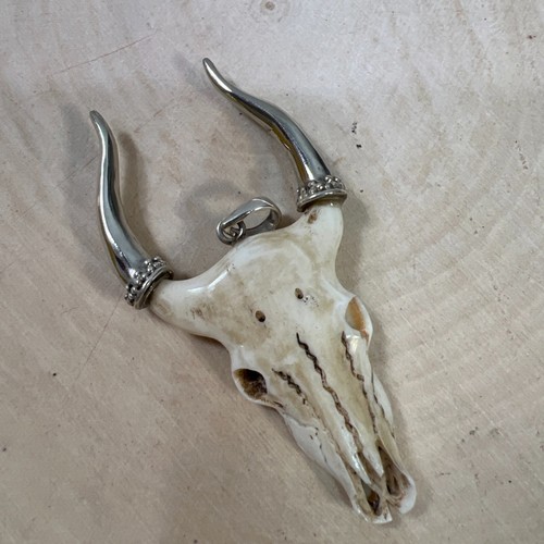 VTG Brass Texas Longhorn Cow Bone Skull Charm Pendant Cowboy Cowgirl Southwest - Picture 4 of 26