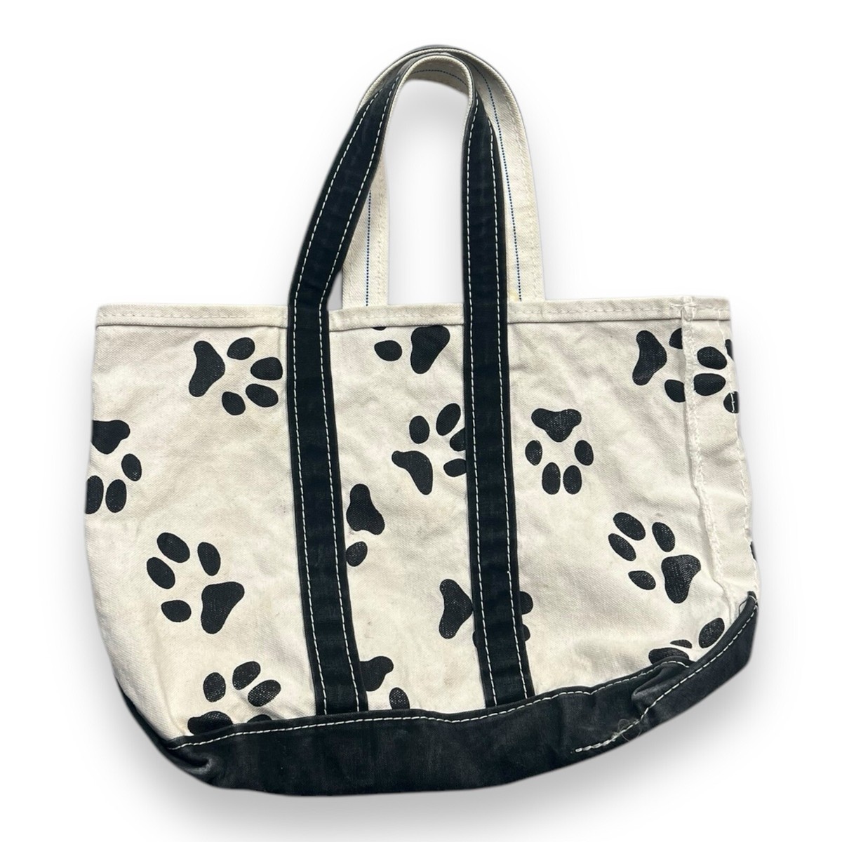 バッグ LL BEAN BOAT&TOTE 1980's Vintage LL Bean Medium Canvas Boat and Tote Bag Dog Print Freeport