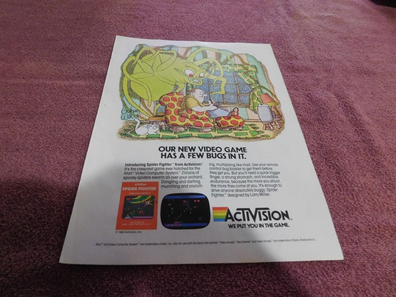 Vintage Video Game Ad 1983 Spider Fighter / Activision