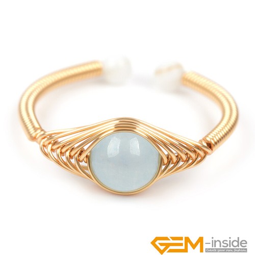 Natural Gemstones Yellow Gold Filled Charms Rings Jewelry Gift Xmas Hand Weaving - Picture 9 of 61