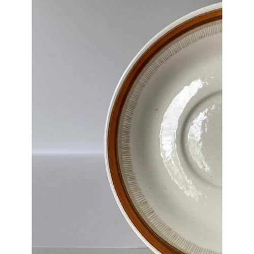 Vintage Mid Century Modern Ceramic Saucer Plate Orange USA Made Set of 4 - Picture 7 of 10