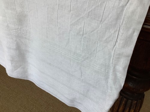 Antique Tablecloth French Damask Linen Double Monogram LG 68" X 76" - Picture 8 of 15