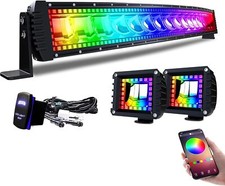 Lpteso RGBW Curved LED Light Bar 32Inch 180W Flood Spot Combo Beam 2PCS 4 Inch