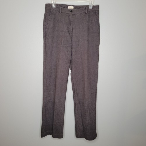 LL Bean dress pants women's size 8 M/Tall brown chevron trousers lined career